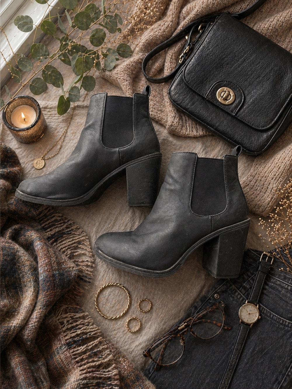 Divided H&M Black Heeled Chelsea Boots 37
